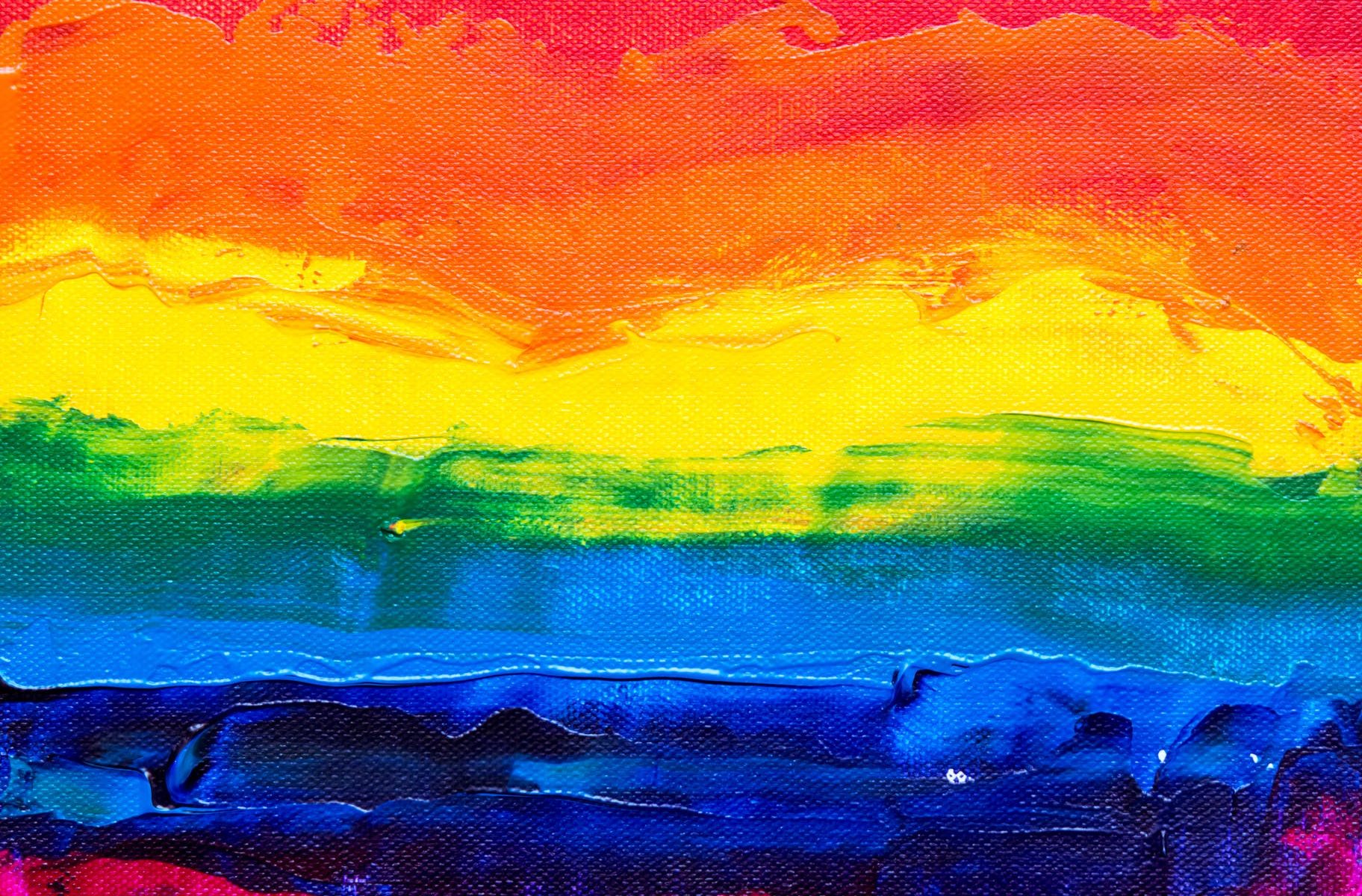 Regenbogen Bild mit Farben gemalt